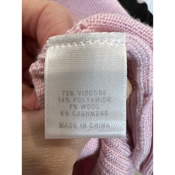 St. John Cardigan Pink Striped Knit Button Up Sz P Old Money Preppy Tiny Flaw XS - Picture 9 of 12